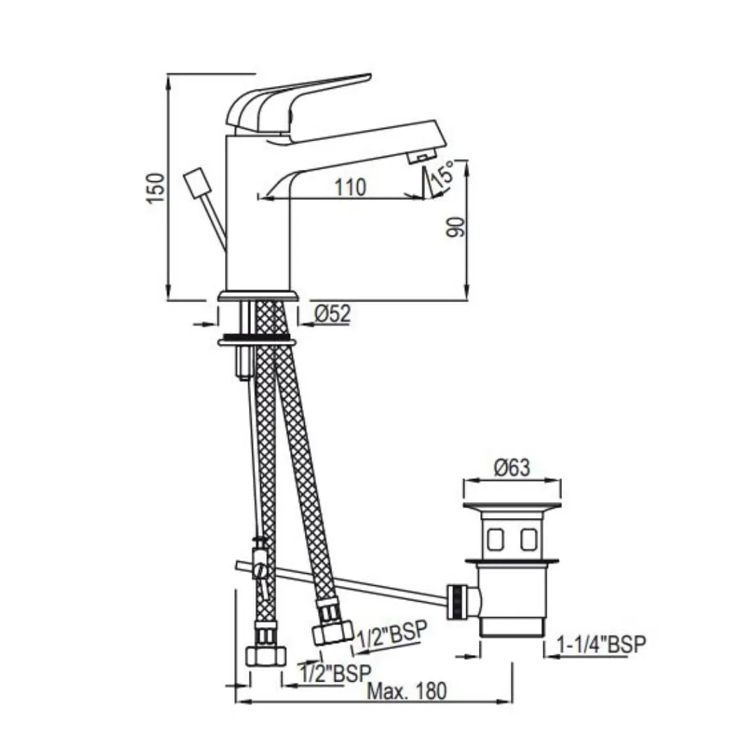 Jaquar table mounted regular basin mixer Continental Prime COP-CHR-051BPM Chrome - image 2