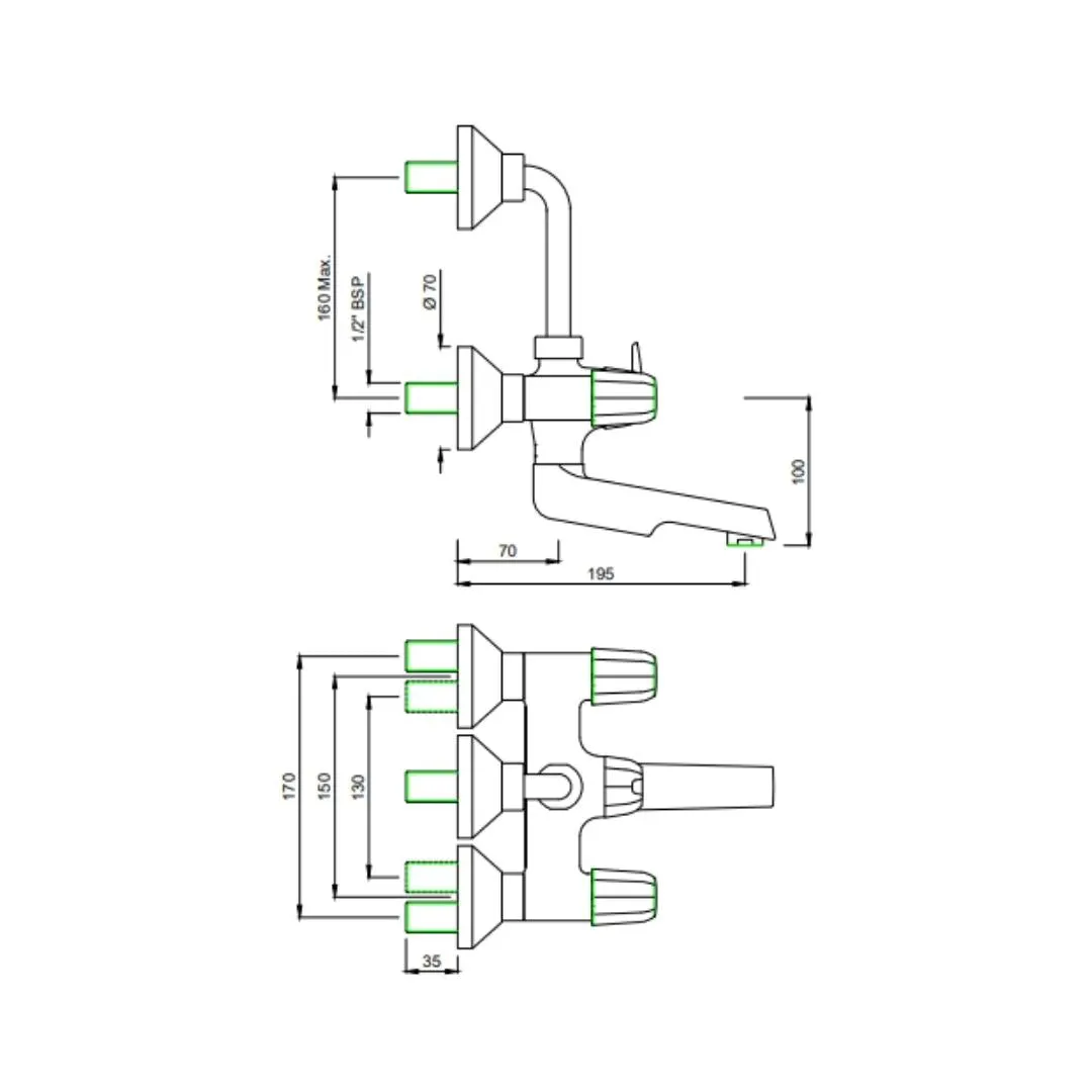 Jaquar 2 way wall mixer Continental Prime normal flow COP-CHR-273NPM Chrome - image 2
