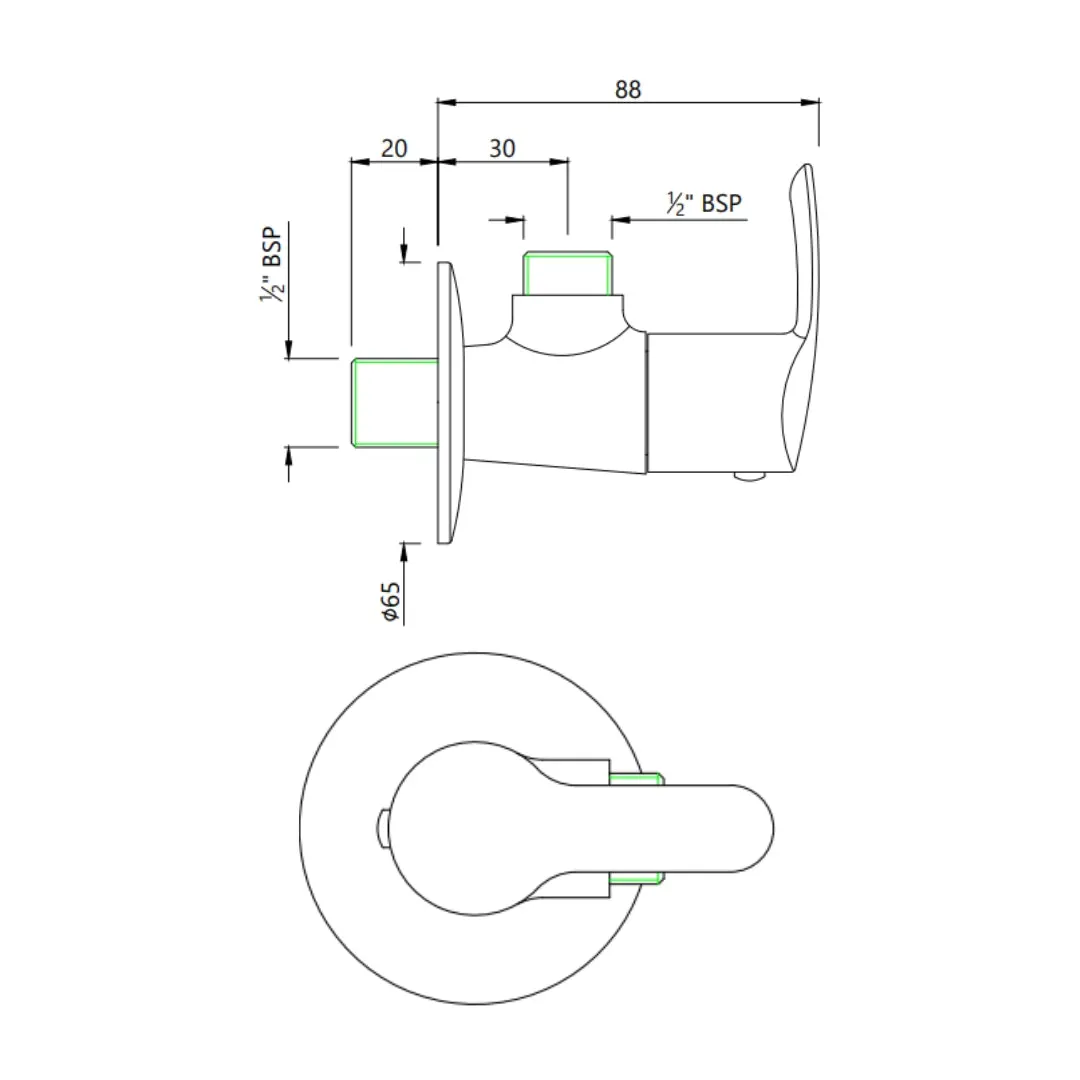 Essco basin area angle valve Cosmo COS-CHR-103053 Chrome - image 2