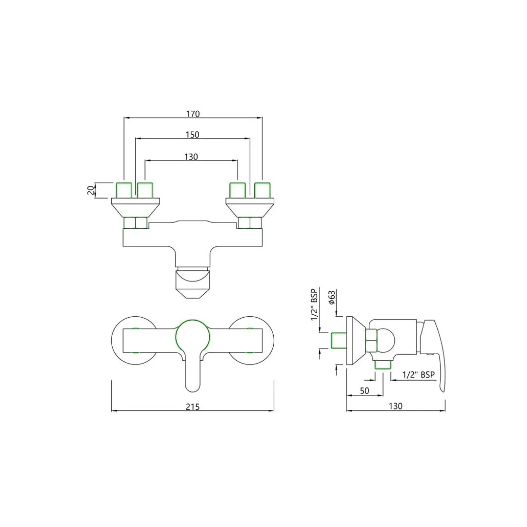 Essco 1 way wall mixer Cosmo COS-CHR-103149 Chrome - image 2