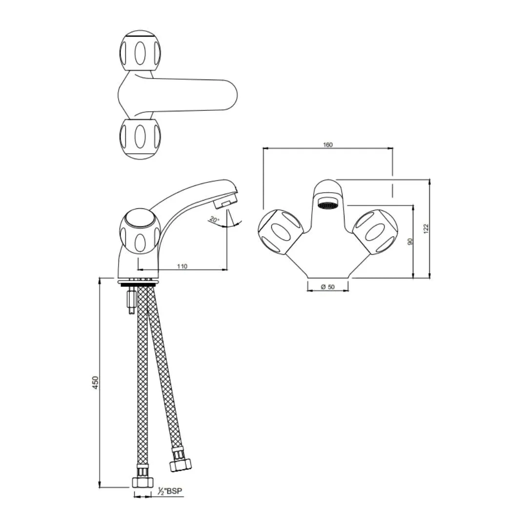 Jaquar table mounted regular basin mixer Clarion CQT-CHR-23167B Chrome - image 2