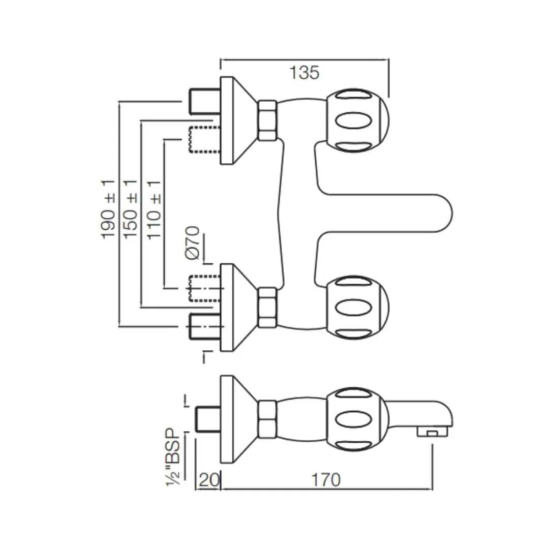 Jaquar 1 way wall mixer Clarion normal flow CQT-CHR-23219 Chrome - image 2