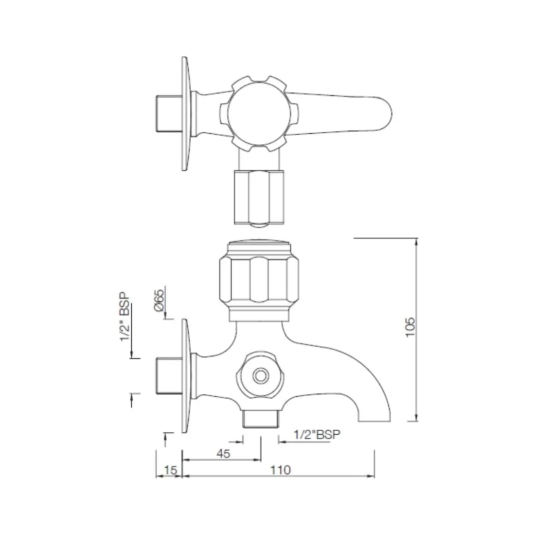 Essco wc area 2 way bib tap Delux DLX-CHR-512ANKN Chrome - image 2