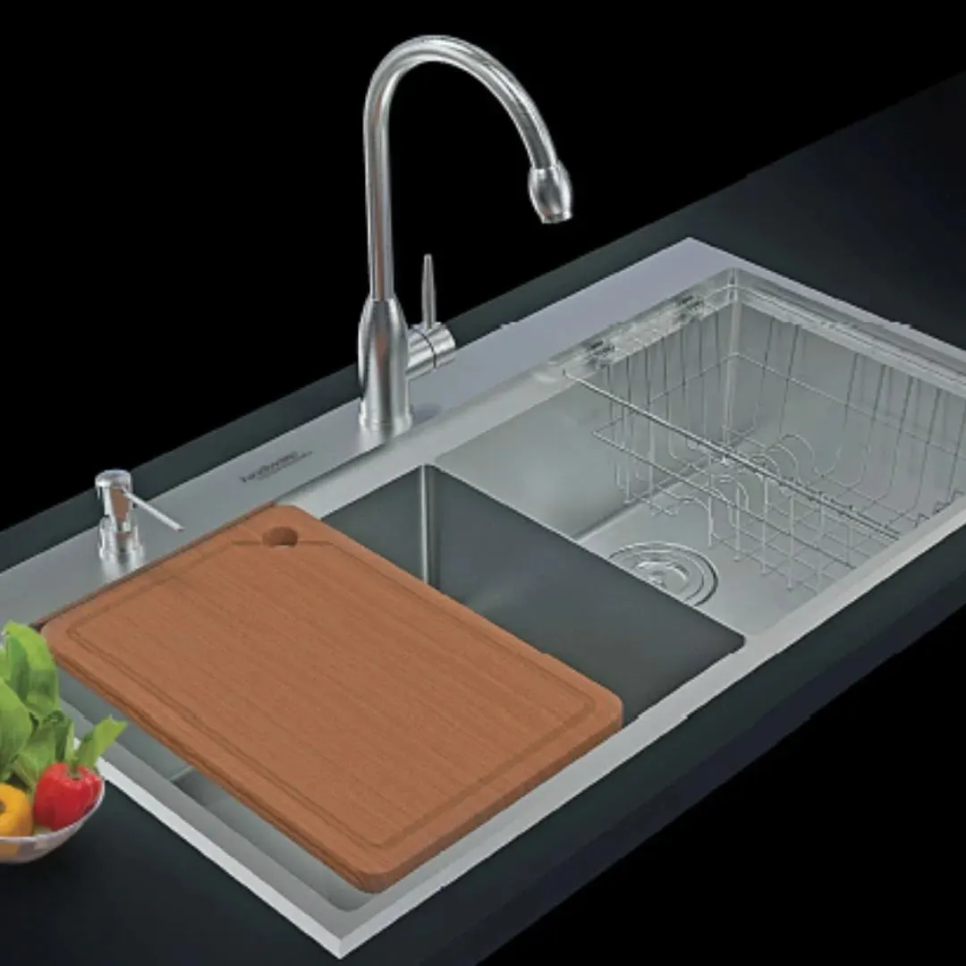 Hindware stainless steel Sink Designer series doubel bowl ricardo plus ( 37 x 20 inches ) HINDWARE-STAINLESS-STEEL-SINK-DESIGNER-SERIES-DOUBEL-BOWL-RICARDO-PLUS-37-X-20-INCHES-SATIN Satin - image 5