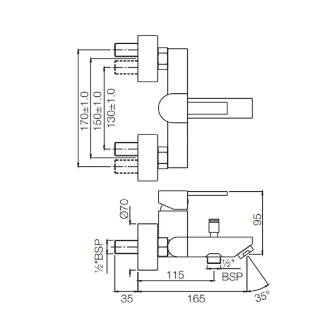 Jaquar 2 way wall mixer D'Arc normal flow DRC-CHR-37119 Chrome - image 2