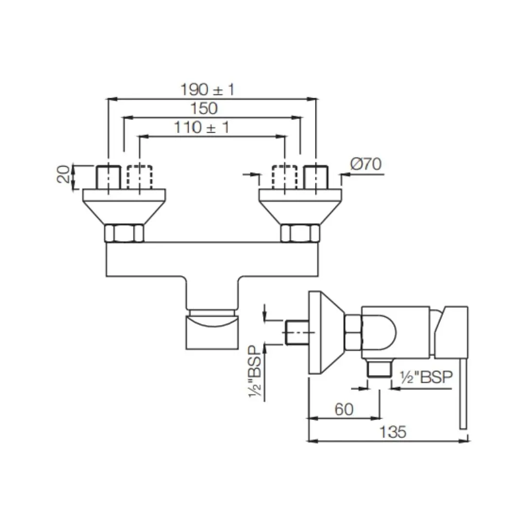 Jaquar 1 way wall mixer D'Arc normal flow DRC-CHR-37149 Chrome - image 2