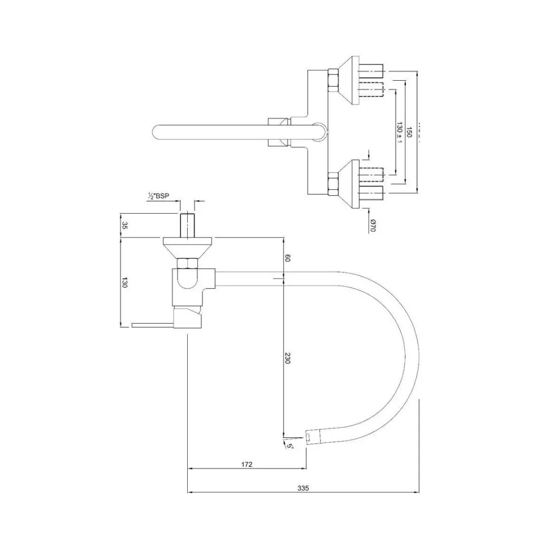 Jaquar wall mounted regular kitchen sink mixer D'Arc DRC-37165 with swinging spout in chrome finish DRC-37165 Standard - image 2