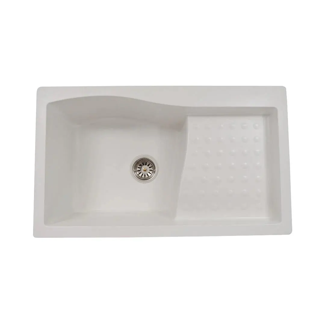 Hindware quartz sink emerald emerald 32 x 19 x 8 ( 32 x 19 inches ) HINDWARE-QUARTZ-SINK-EMERALD-EMERALD-32-X-19-X-8-32-X-19-INCHES-WHITE White - image 1