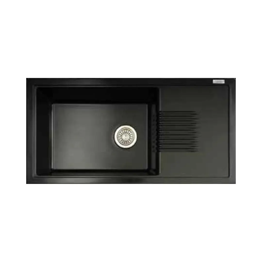 Hindware quartz sink emerald emerald 36 x 18 x 8 ( 36 x 18 inches ) HINDWARE-QUARTZ-SINK-EMERALD-EMERALD-36-X-18-X-8-36-X-18-INCHES-BLACK Black - image 1