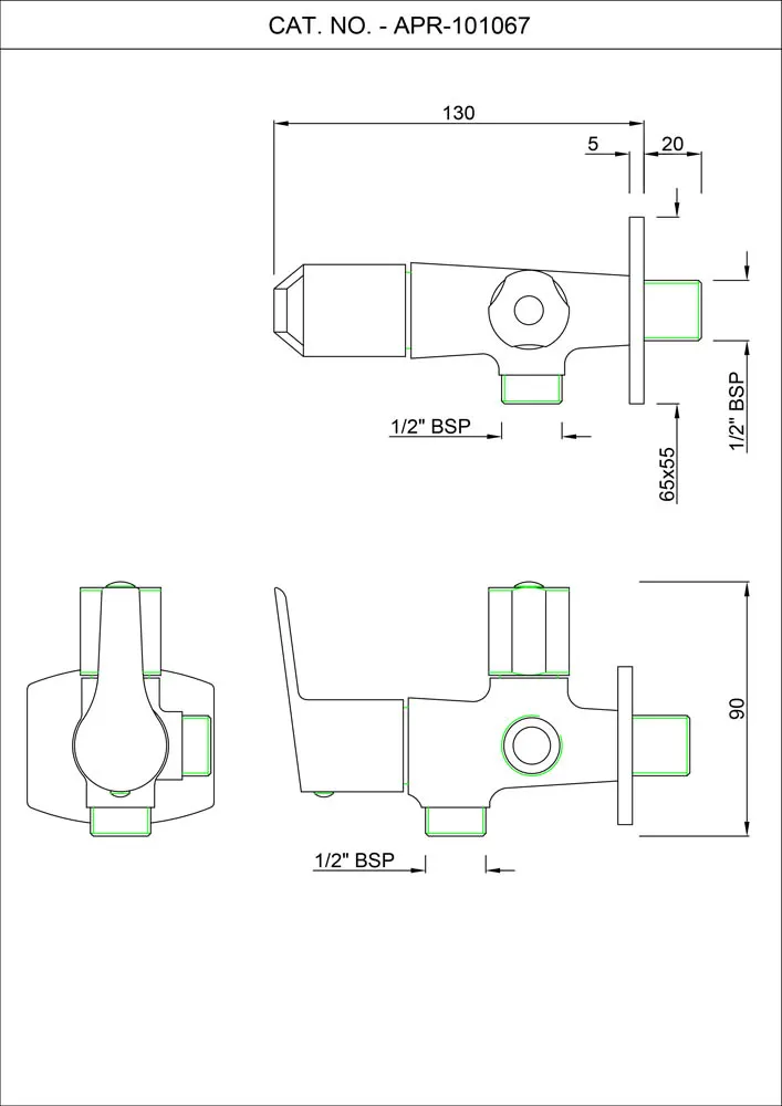 Essco Aspire 2 Way Angle Valve for Basin APR-CHR-101067 Chrome - image 2