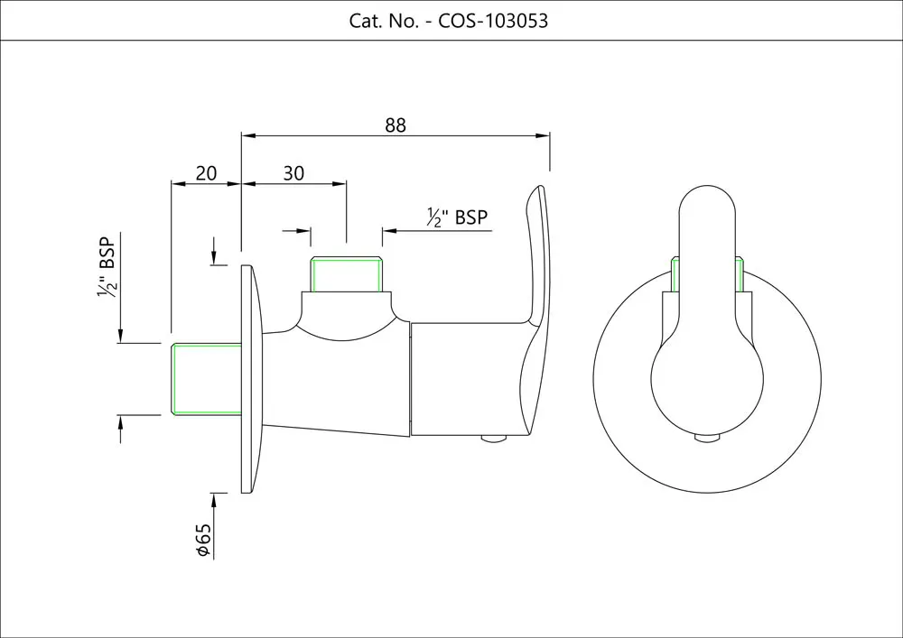 Essco Cosmo Angle Valve for Basin COS-CHR-103053 Chrome - image 2