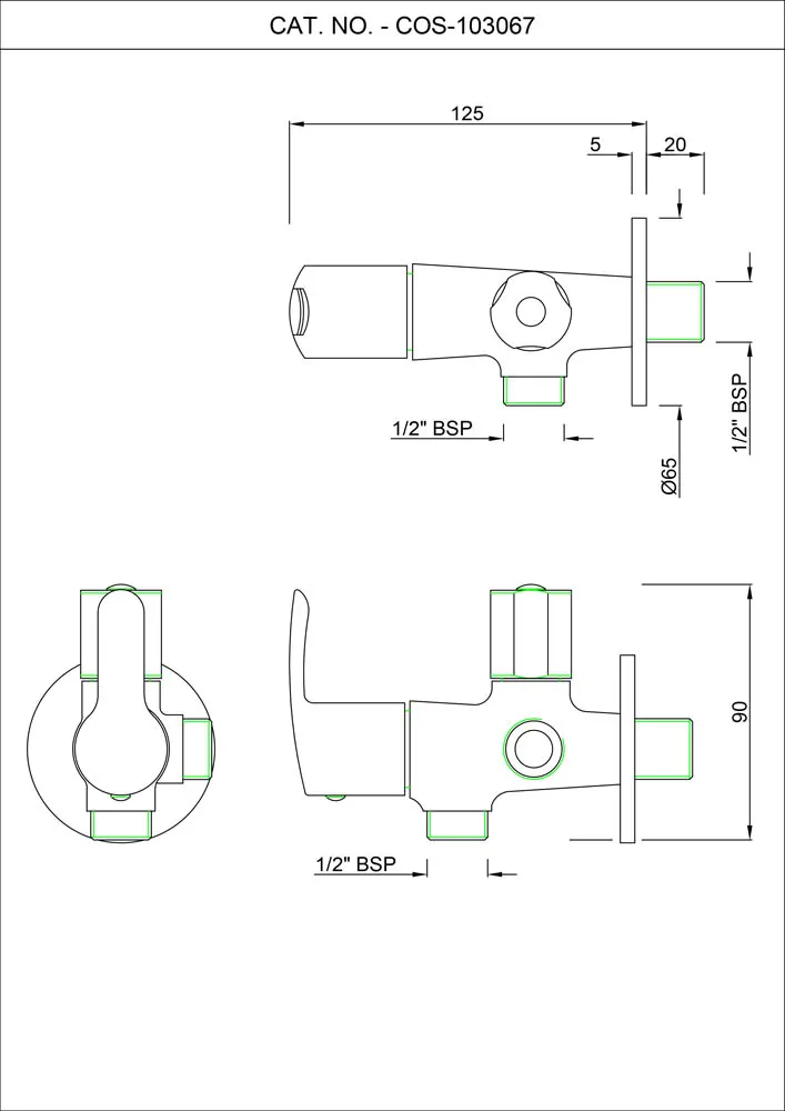 Essco Cosmo 2 Way Angle Valve for Basin COS-CHR-103067 Chrome - image 2