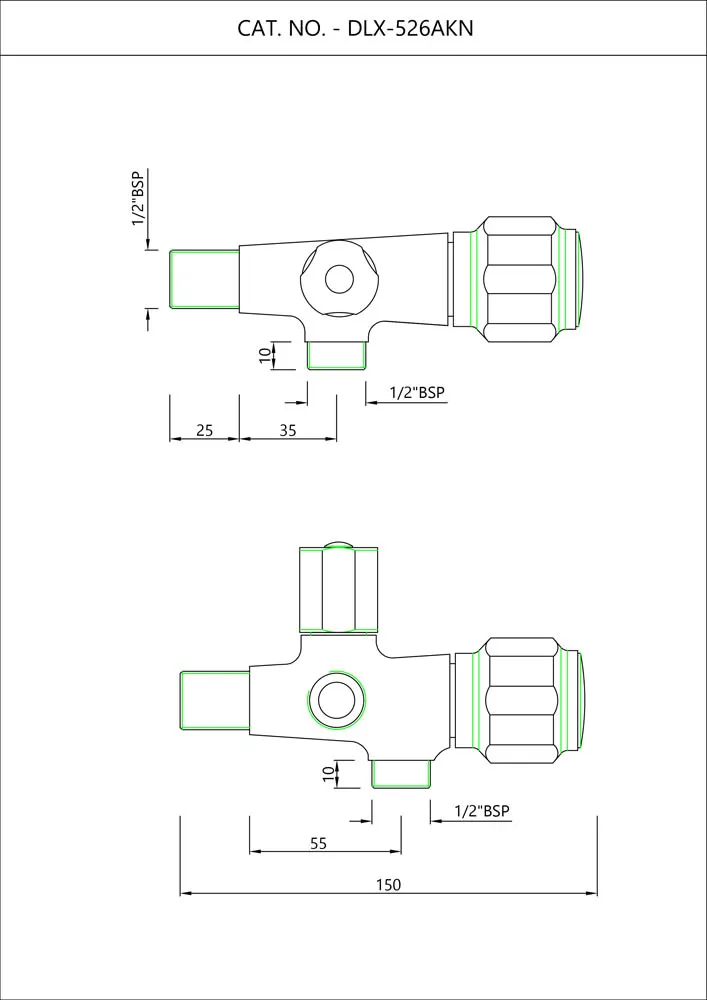 Essco Delux 2 Way Angle Valve for Basin DLX-CHR-526AKN Chrome - image 2