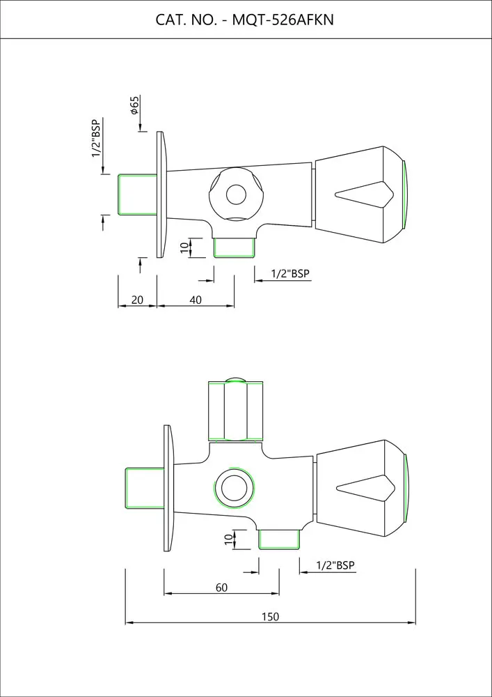Essco Marvel 2 Way Angle Valve for Basin MQT-CHR-526AKN Chrome - image 2