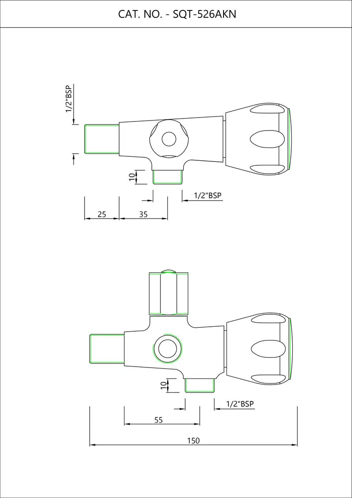 Essco Sumthing Special 2 Way Angle Valve for Basin SQT-CHR-526AKN Chrome - image 2