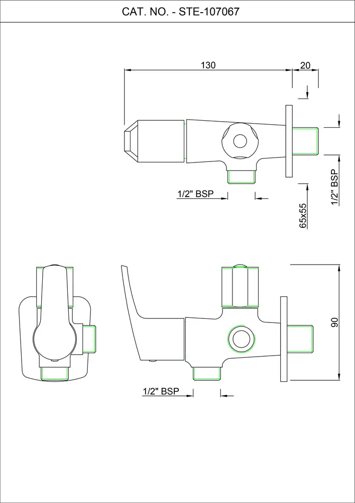 Essco Stella 2 Way Angle Valve for Basin STE-CHR-107067 Chrome - image 2