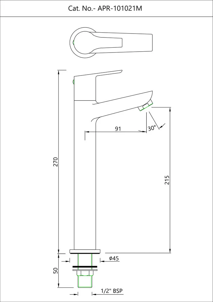Essco Aspire Basin Tap, Tall Boy, Table Mounted APR-CHR-101021M Chrome - image 2