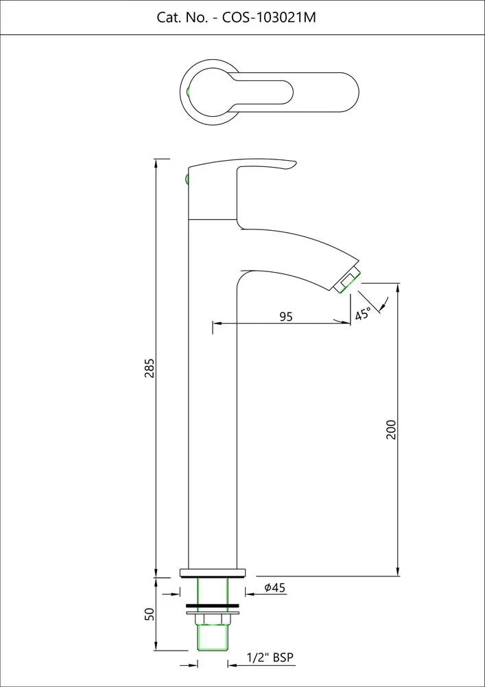 Essco Cosmo Basin Tap, Tall Boy, Table Mounted COS-CHR-103021M Chrome - image 2