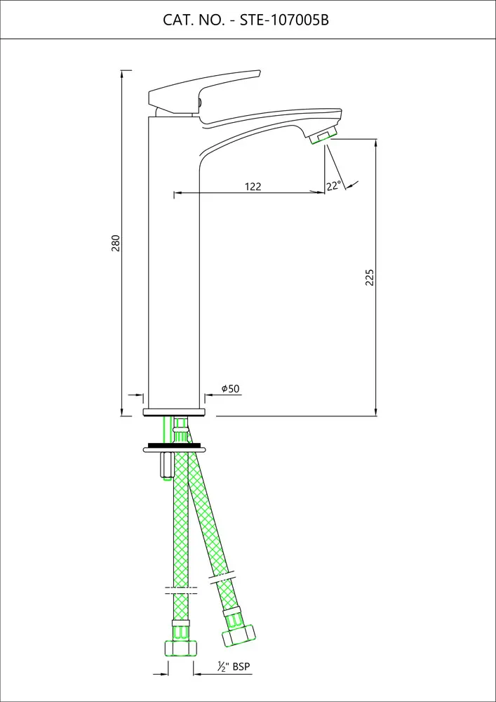 Essco Stella Basin Mixer, Tall Boy, Table Mounted STE-CHR-107005B Chrome - image 2