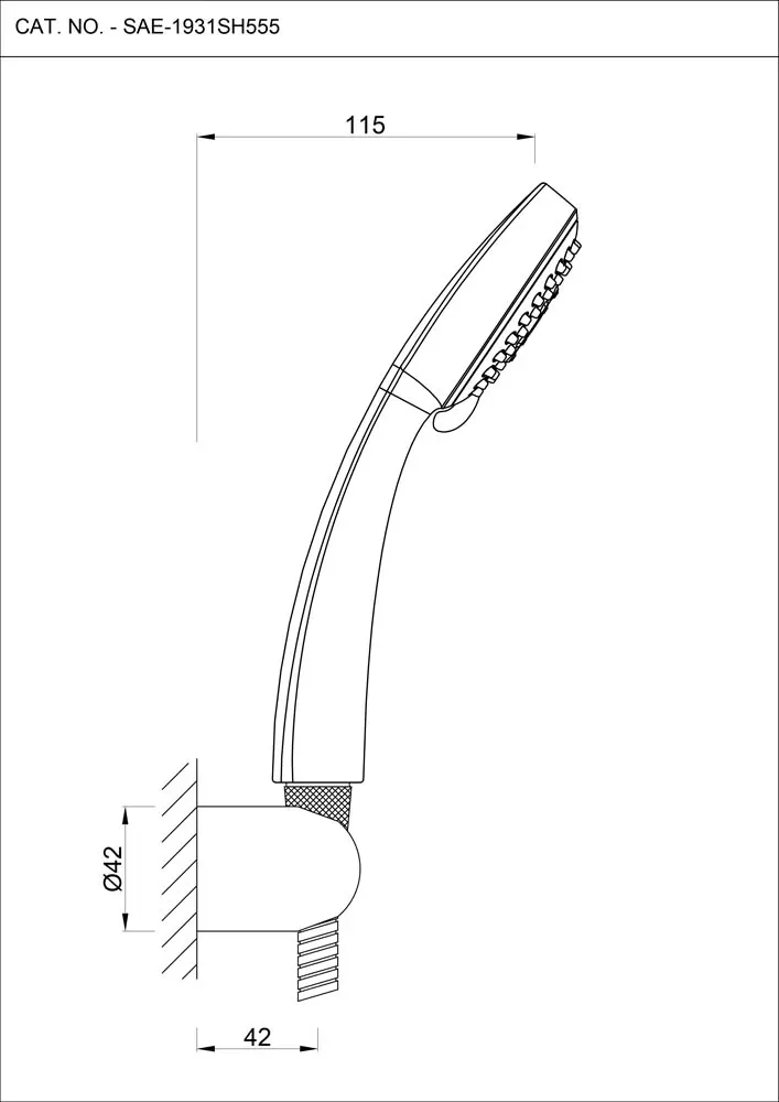 Essco Round Hand Shower 80mm, Multi Flow, with 1.5m Hose and Wall Bracket SAE-CHR-1931SH555 Chrome - image 2