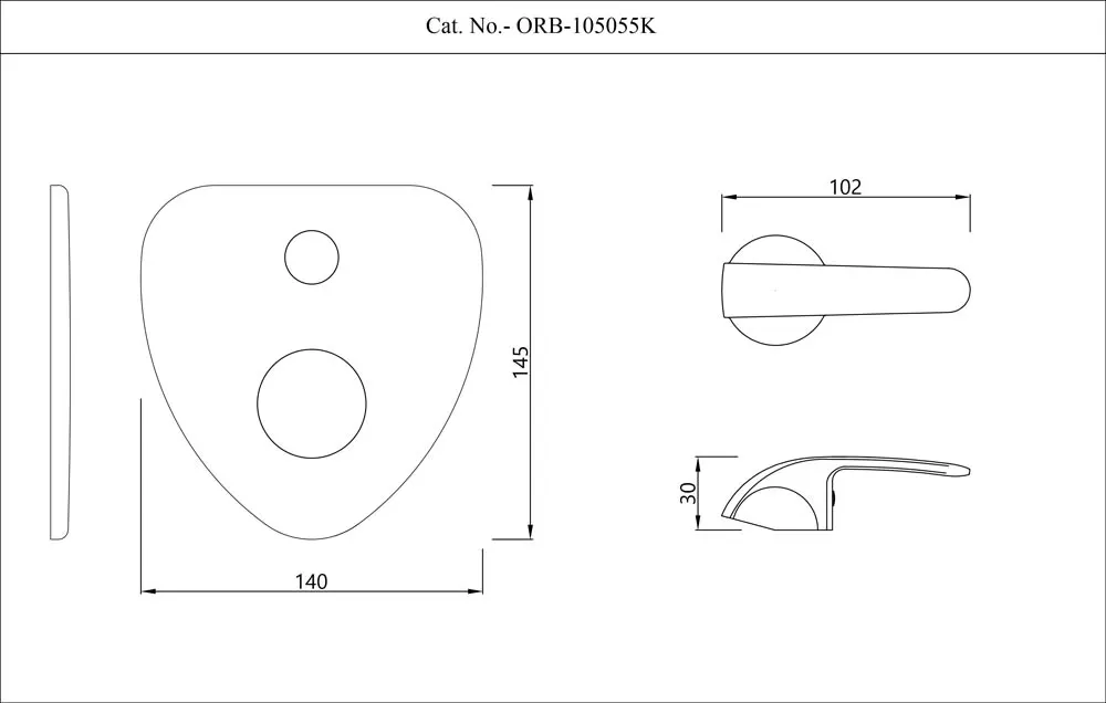 Essco Orbit 2 Way Diverter Exposed Parts Kit, Lever and Wall Flange ORB-CHR-105055K Chrome - image 2