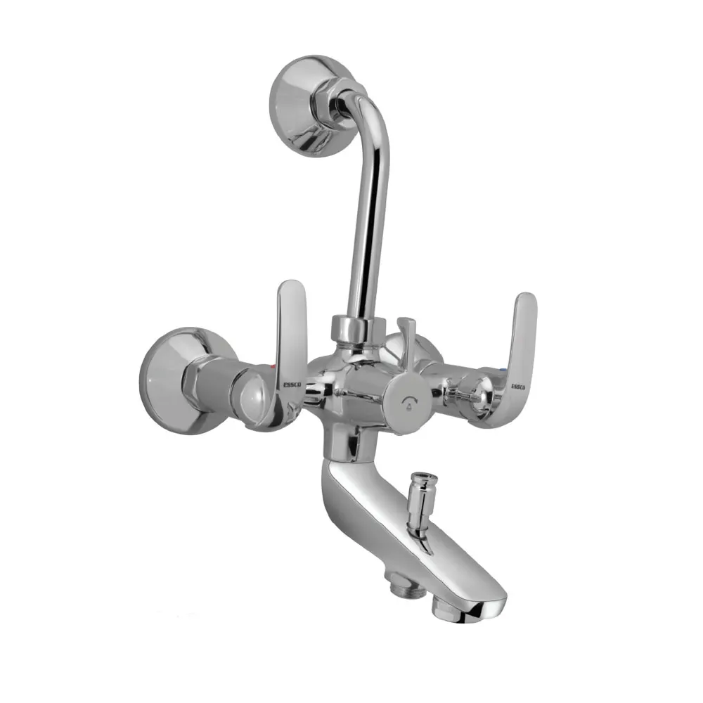 Essco Orbit 3 Way Wall Mixer with 115mm Bend Pipe, Brass Body ORB-CHR-105281 Chrome - image 1