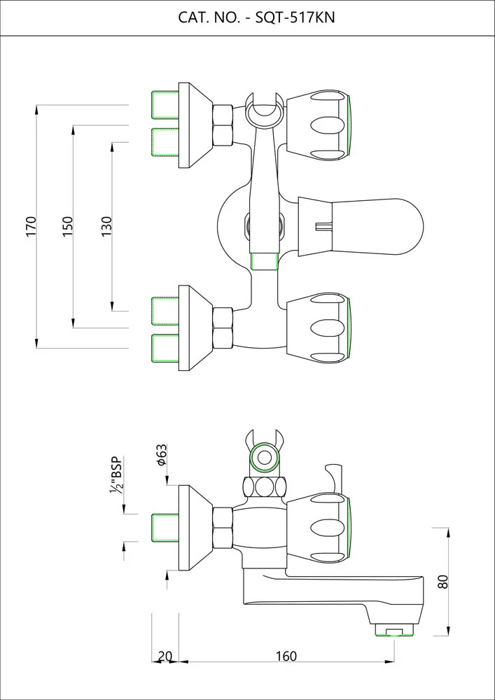 Essco Sumthing Special 2 Way Wall Mixer SQT-CHR-517KN Chrome - image 2