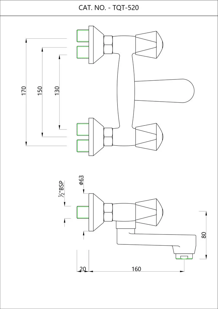 Essco Tropical 1 Way Wall Mixer TQT-CHR-520 Chrome - image 2