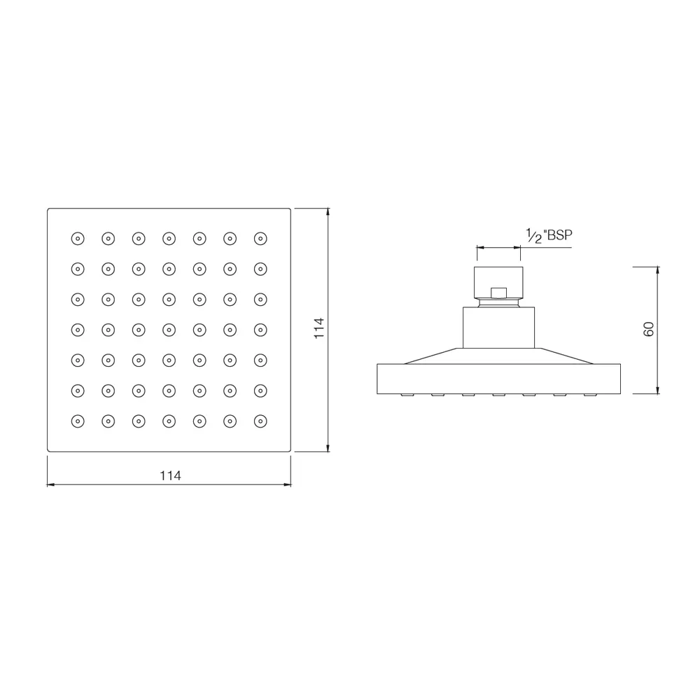 Essco Overhead Shower, Single Flow, Square 114 x 114 mm EOS-442 EOS-CHR-442 Chrome - image 2