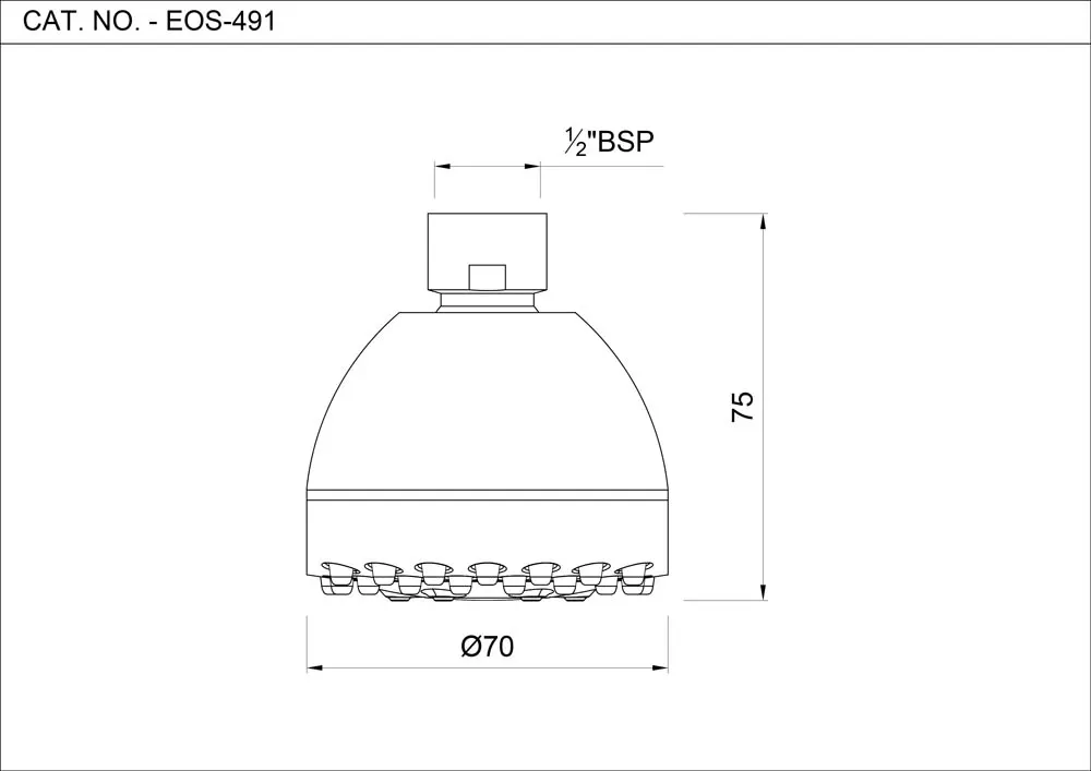 Essco Round Overhead Shower 70mm, Single Flow, ABS Body EOS-CHR-491 Chrome - image 2