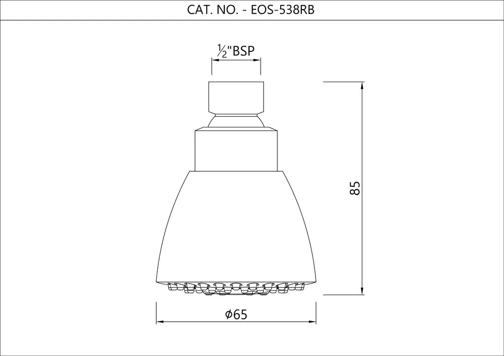 Essco Diamond Overhead Shower, Single Flow, Round 65 mm EOS-CHR-538RB Chrome - image 2