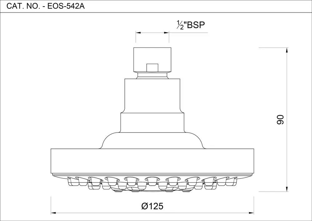 Essco Round Overhead Shower 125mm, Single Flow, ABS Body EOS-CHR-542A Chrome - image 2