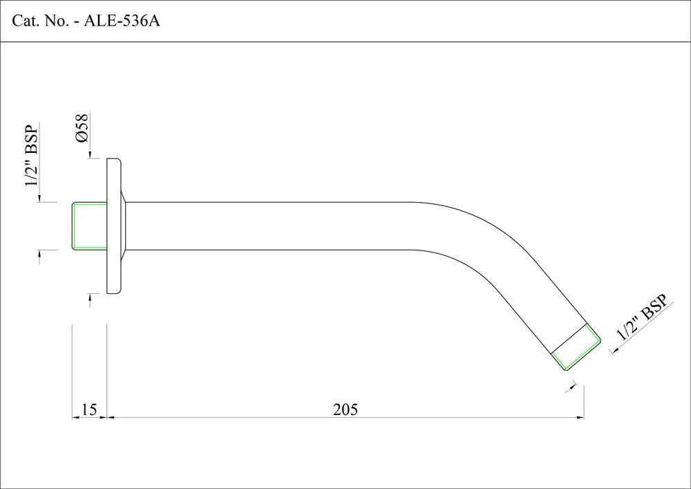 Essco Round Shower Arm 240 mm, Wall Mounted ALE-CHR-536A Chrome - image 2