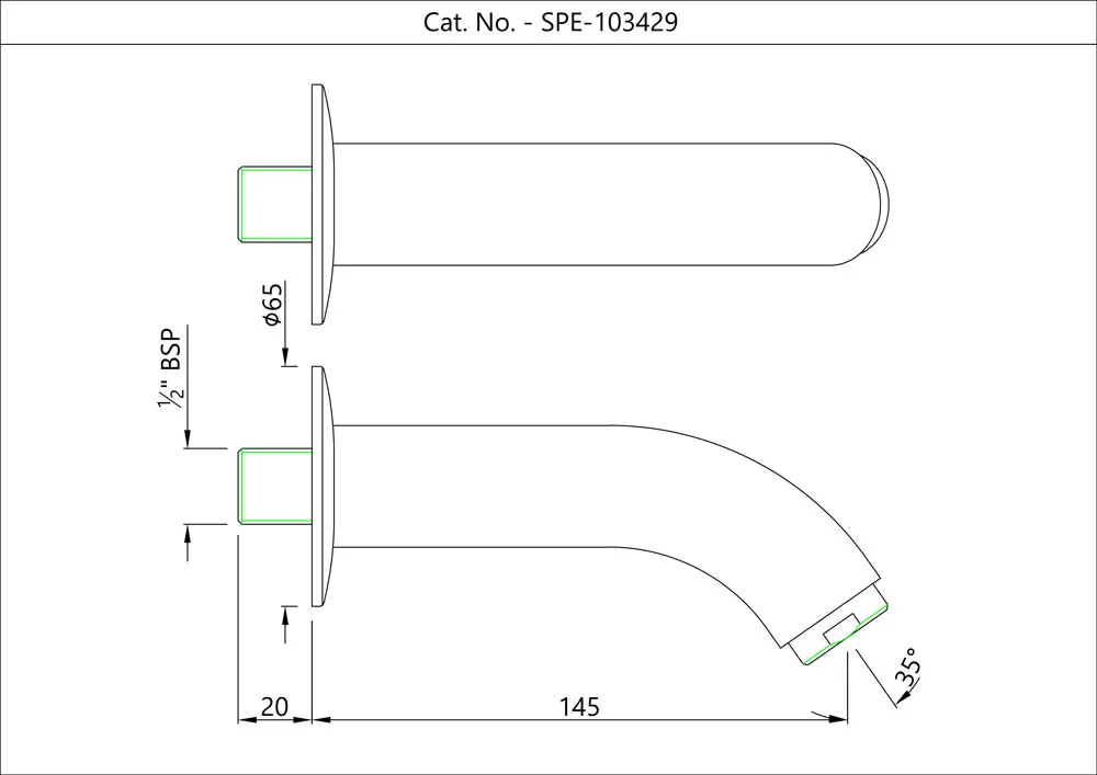 Essco Cosmopolitan Spout, Wall Mounted SPE-CHR-103429 Chrome - image 2