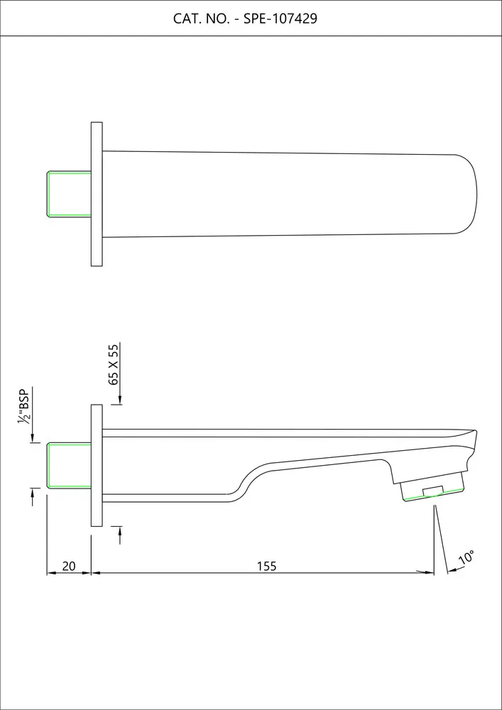 Essco Stella Spout, Wall Mounted SPE-CHR-107429 Chrome - image 2