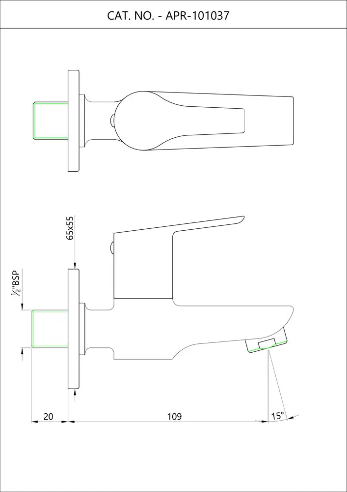 Essco Aspire Bib Tap for WC Area APR-CHR-101037 Chrome - image 2