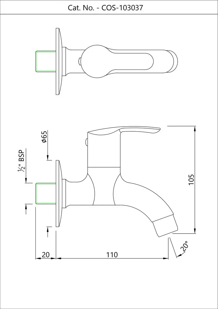 Essco Cosmo Bib Tap for WC Area COS-CHR-103037 Chrome - image 2