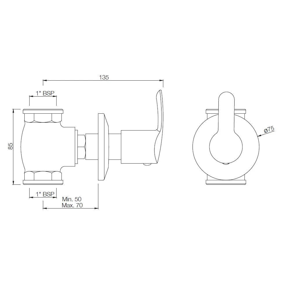 Essco Cosmo Flush Tap for WC Area COS-CHR-103081 Chrome - image 2
