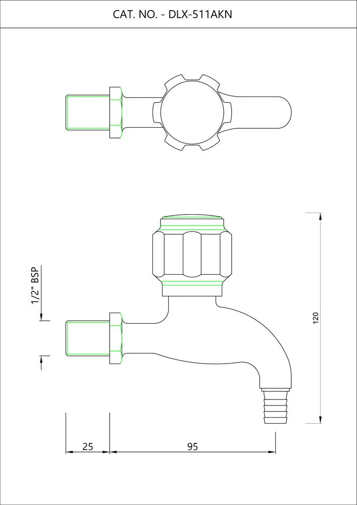 Essco Delux Bib Tap for WC Area DLX-CHR-511AKN Chrome - image 2