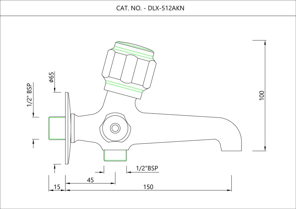 Essco Delux 2 Way Bib Tap for WC Area DLX-CHR-512AKN Chrome - image 2