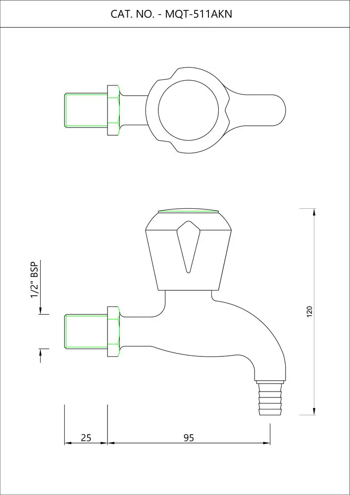 Essco Marvel Bib Tap for WC Area MQT-CHR-511AKN Chrome - image 2