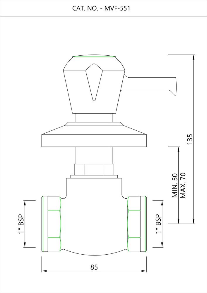 Essco Marvel Flush Tap for WC Area MVF-CHR-551 Chrome - image 2