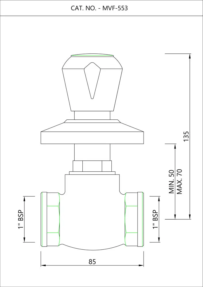 Essco Marvel Flush Tap for WC Area MVF-CHR-553 Chrome - image 2