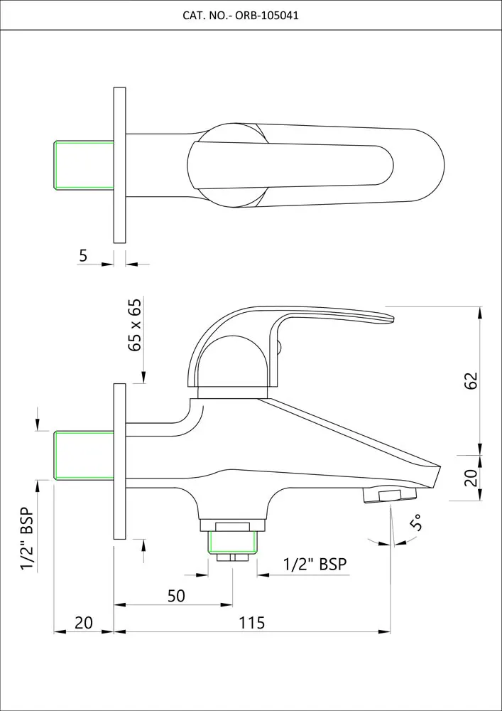 Essco Orbit 2 Way Bib Tap for WC Area ORB-CHR-105041 Chrome - image 2
