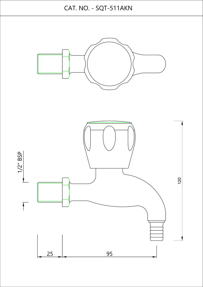 Essco Sumthing Special Bib Tap for WC Area SQT-CHR-511AKN Chrome - image 2