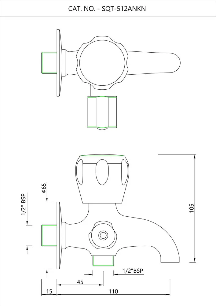 Essco Sumthing Special 2 Way Bib Tap for WC Area SQT-CHR-512ANKN Chrome - image 2