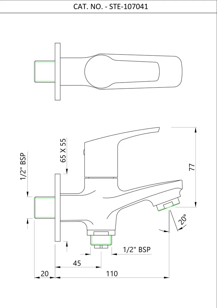 Essco Stella 2 Way Bib Tap for WC Area STE-CHR-107041 Chrome - image 2