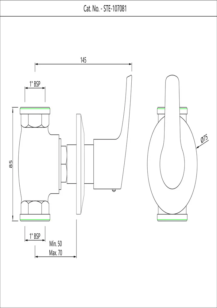 Essco Stella Flush Tap for WC Area STE-CHR-107081 Chrome - image 2
