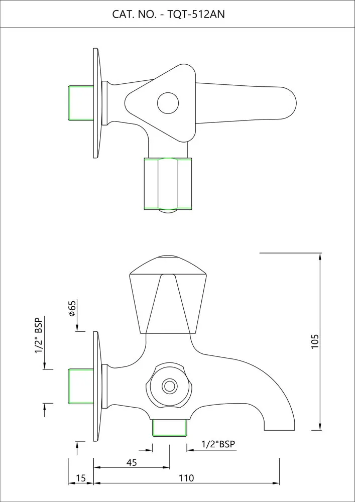 Essco Tropical 2 Way Bib Tap for WC Area TQT-CHR-512AN Chrome - image 2