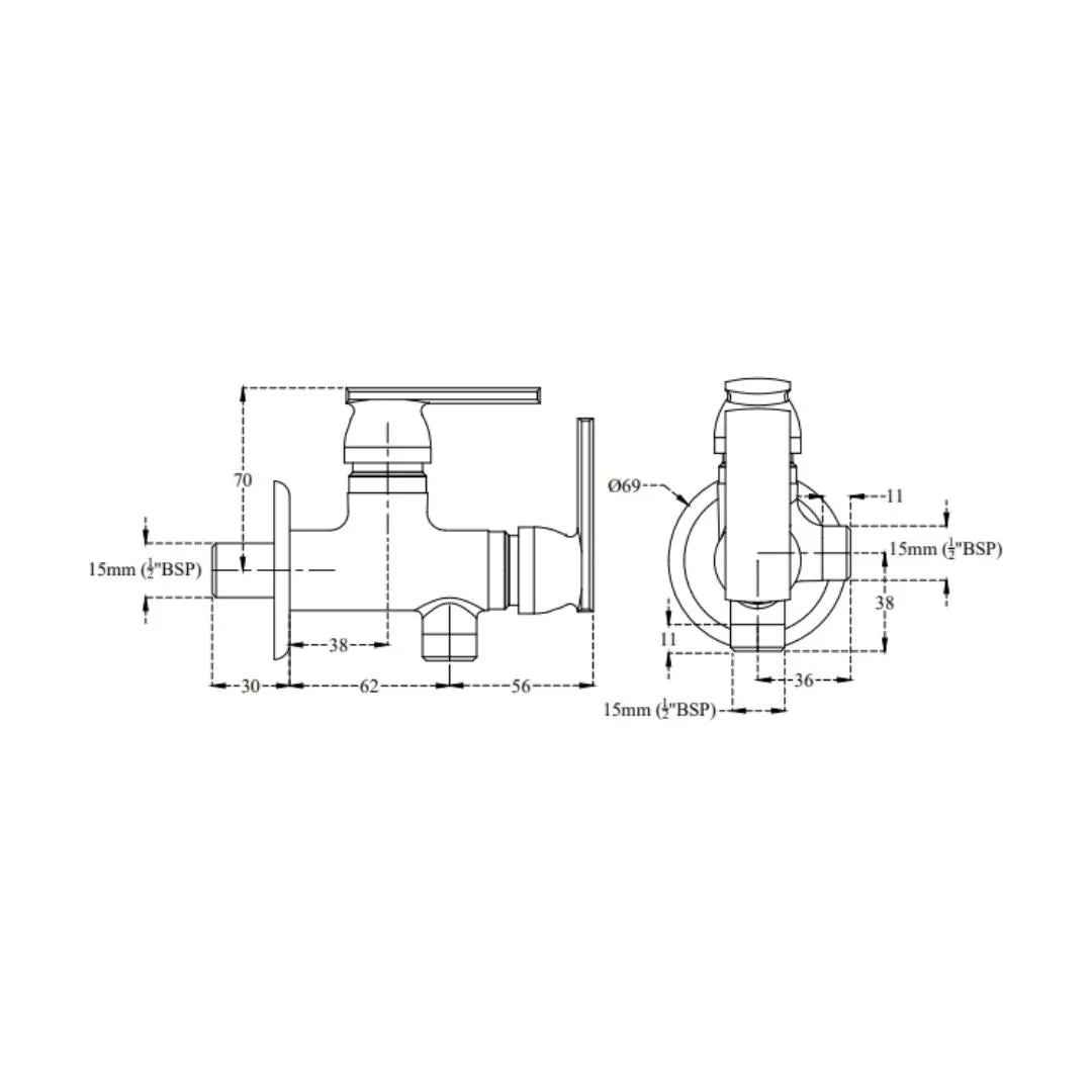 Cera basin area 2 way angle valve titanium F1003211 F1003211 Chrome - image 4